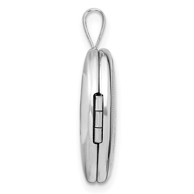 Sterling Silver Rhodium-plated D/C First Communion Oval Locket