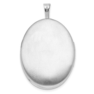 Sterling Silver Rhodium-plated Heart Border Oval Locket