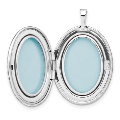 Sterling Silver Rhodium-plated Heart Border Oval Locket