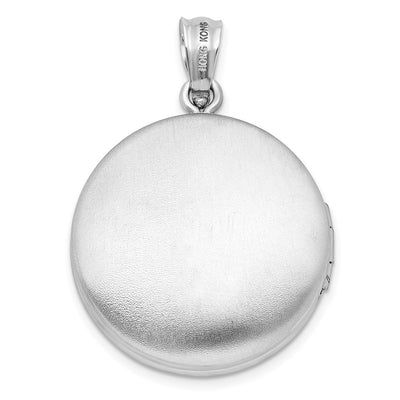Sterling Silver Rhodium-plated Diamond Round Locket