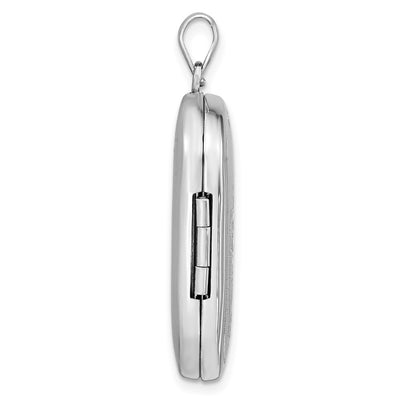 Sterling Silver RH-plated Satin St. Christopher Rectangle Locket