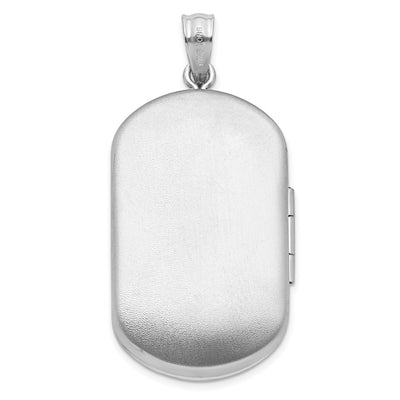 Sterling Silver RH-plated Satin St. Christopher Rectangle Locket