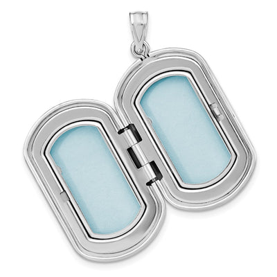 Sterling Silver RH-plated Satin St. Christopher Rectangle Locket