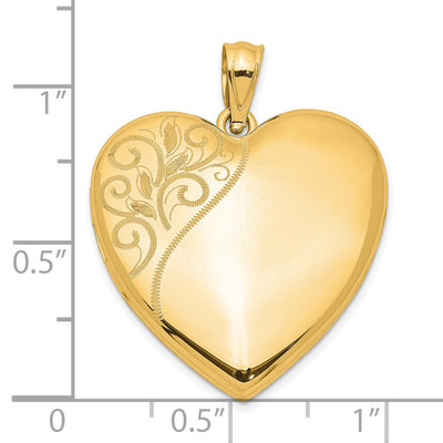 Sterling Silver Gold-plated Polished Swirl Heart Locket