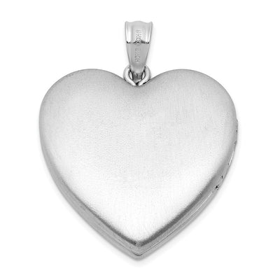 Sterling Silver Rh-plated Satin Epoxy I Love You Floral Heart Locket