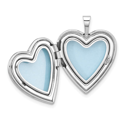 Sterling Silver Rhodium-plated Epoxy Floral Mom Heart Locket