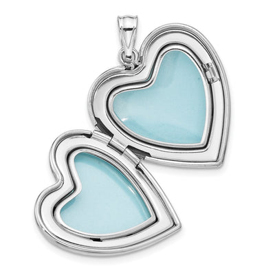 Sterling Silver Rhodium-plated Polished Paw Print Heart Locket