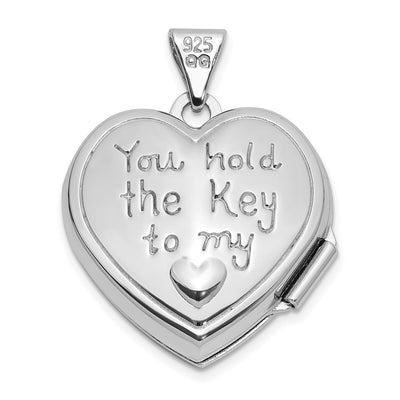 SS Rhod-plated Polished Key to my Heart Reversible Heart Locket