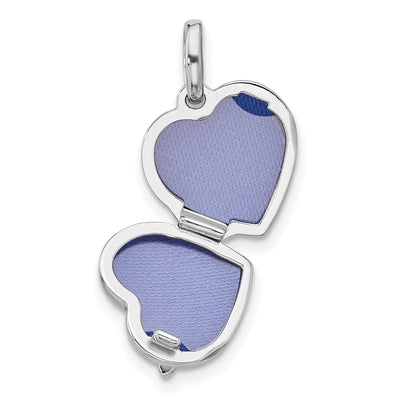 Sterling Silver Rhodium-plated Polished CZ Bee Heart Locket