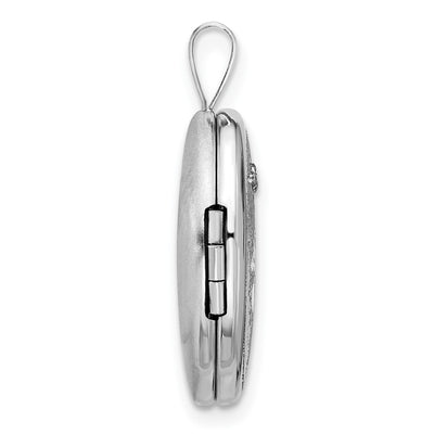 Sterling Silver Rhodium-plated Diamond Angel Oval Locket