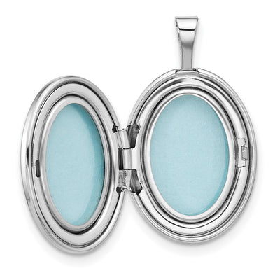 Sterling Silver Rhodium-plated Diamond Angel Oval Locket