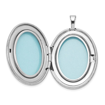 Sterling Silver Rhodium-plated Cross Oval Locket