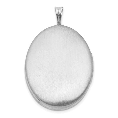 Sterling Silver Rhodium-plated Polished Filigree Oval Locket