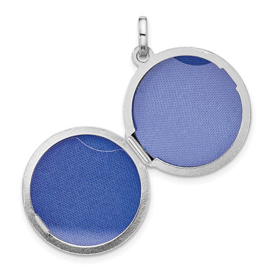 Sterling Silver Rhodium-plated Diamond Moon/Star Round Locket