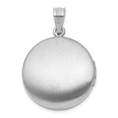 Sterling Silver Rh-plated Diamond Star Circular Border Round Locket