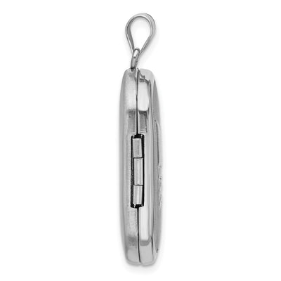 Sterling Silver Rh-plated Satin/Polished Epoxy Flag Locket