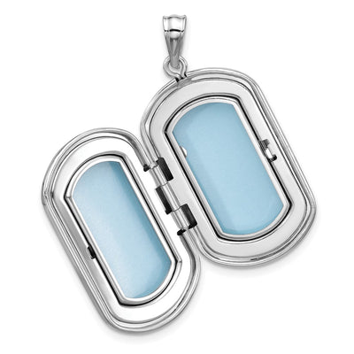 Sterling Silver Rhodium-plated Tree of Life Rectangle Locket