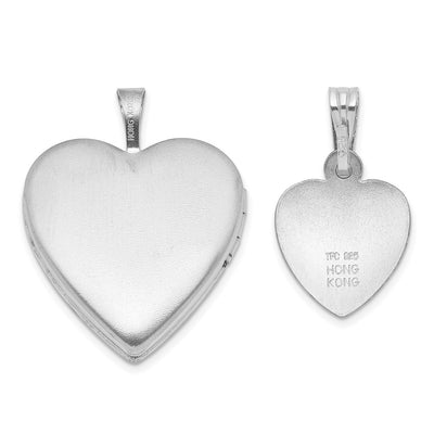 Sterling Silver Rh-plated Heart and Locket/Pendant Set