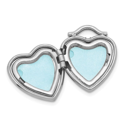 Sterling Silver Rhodium-plated Polished Front/Brushed Back 1/20 carat Diamond Heart Locket