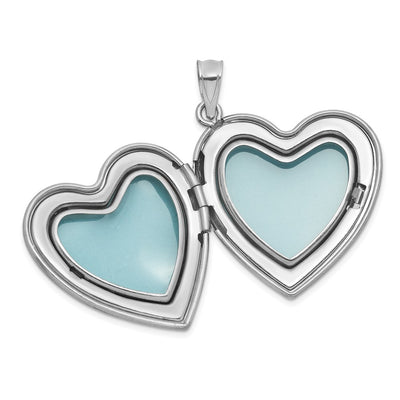 Sterling Silver Rhodium-plated Brushed 1/20 carat Diamond Pink and Green Enameled Rose LOVE YOU MOM Heart Locket