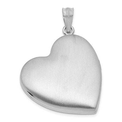 Sterling Silver Rhodium-plated Brushed And Polished 1/20 carat Diamond Foot Prints Heart Locket