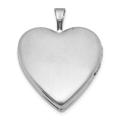 Sterling Silver Rhodium-plated Brushed And Polished 1/20 carat Diamond And Angel Heart Locket
