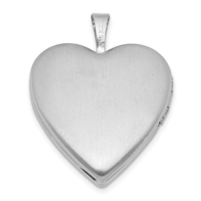 Sterling Silver Rhodium-plated Polished Front/Brushed Back Blue Cross Resin Cameo Heart Locket