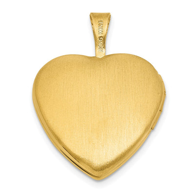 Sterling Silver Gold-plated Polished Front/Brushed Back Engraved Cross Heart Locket