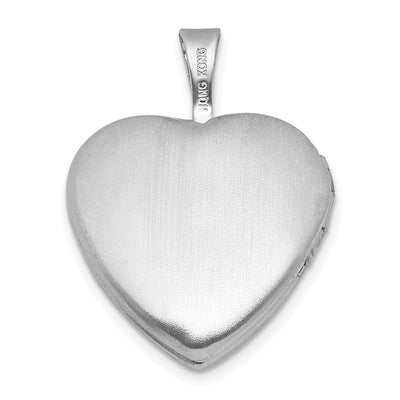 Sterling Silver Rhodium-plated Brushed Diamond-cut Fancy Engraved Cross Heart Locket