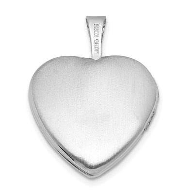 Sterling Silver Rhodium-plated Polished Front/Brushed Back Heart Locket