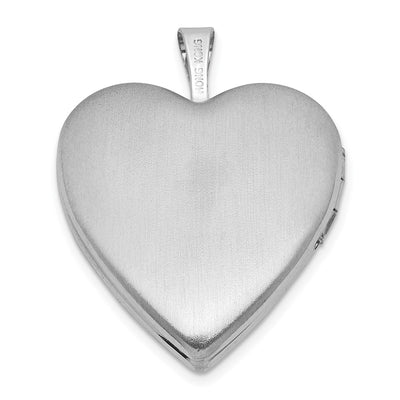 Sterling Silver Rhodium-plated Polished Front/Brushed Back Pink Flowers Resin Cameo Heart Locket