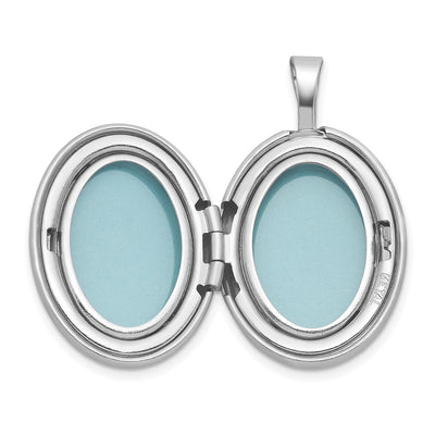 Sterling Silver Rhodium-plated Brushed And Polished 1/20 carat Diamond Oval Locket