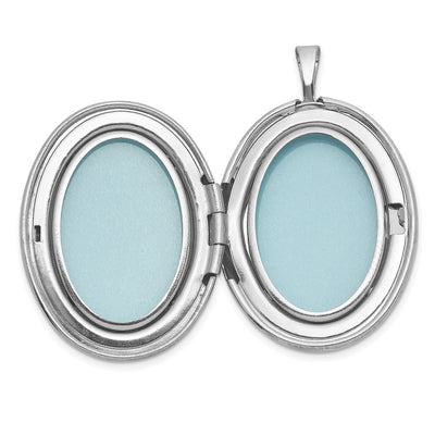 Sterling Silver Rhodium-plated Polished Front/Brushed Back ALWAYS ON MY MIND FOREVER IN MY HEART Oval Locket