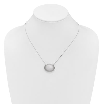 Sterling Silver Rhodium-plated Brushed with Border with extension Oval Locket Necklace