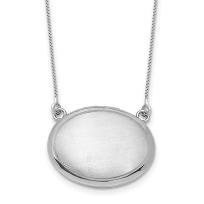 Sterling Silver Rhodium-plated Brushed with Border with extension Oval Locket Necklace