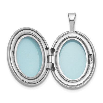 Sterling Silver Rhodium-plated Brushed 1/20 carat Diamond Engraved Cross Oval Locket