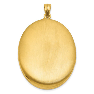 Sterling Silver Gold-plated Polished Front/Brushed Back Fleur De Lis Oval Locket