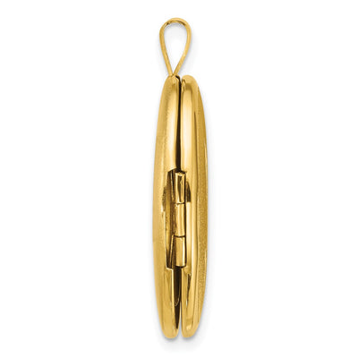 Sterling Silver Gold-plated Polished Front/Brushed Back Two Dolphins Oval Locket