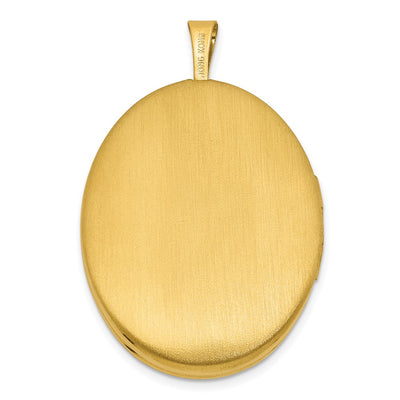 Sterling Silver Gold-plated Polished Front/Brushed Back Two Dolphins Oval Locket
