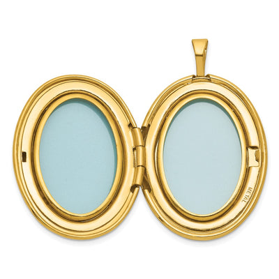 Sterling Silver Gold-plated Polished Front/Brushed Back Two Dolphins Oval Locket