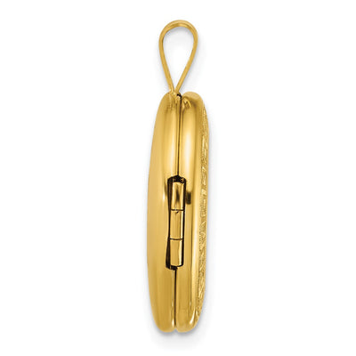 Sterling Silver Gold-plated Polished Front/Brushed Back Greek Key Oval Locket