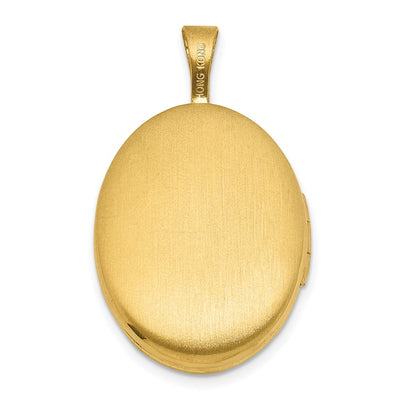 Sterling Silver Gold-plated Polished Front/Brushed Back Greek Key Oval Locket