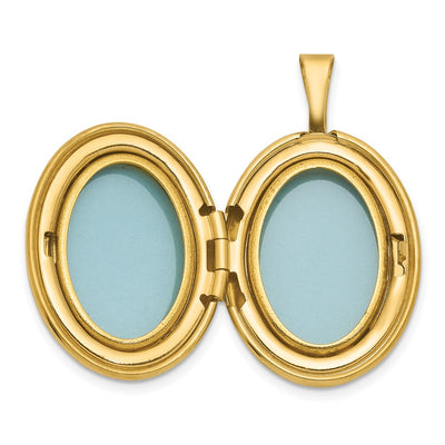 Sterling Silver Gold-plated Polished Front/Brushed Back Greek Key Oval Locket