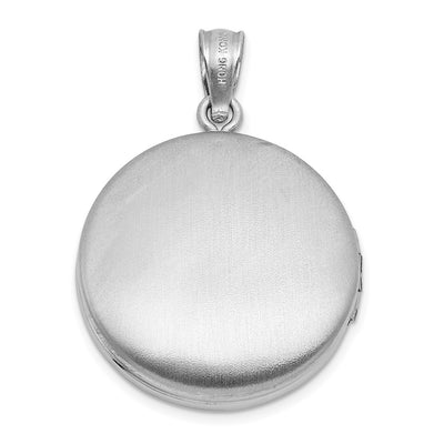 Sterling Silver Rhodium-plated Polished Front/Brushed Back Multi-Heart Round Locket