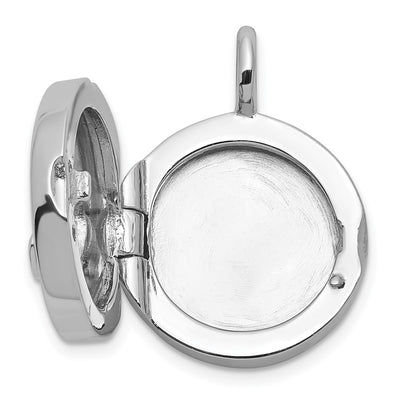 Sterling Silver Rhodium-plated Polished Heart On Round Locket