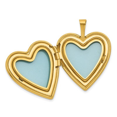 Sterling Silver Gold-plated Polished Front/Brushed Back Unicorn/Alicorn Heart Locket
