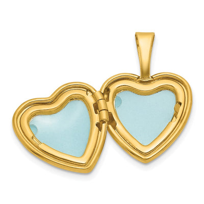 Sterling Silver Gold-plated Polished Front/Brushed Back Stars Heart Locket