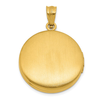 Sterling Silver Gold-plated Polished Front/Brushed Back Fancy Lace Design Round Locket
