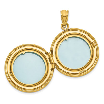 Sterling Silver Gold-plated Polished Front/Brushed Back Fancy Lace Design Round Locket