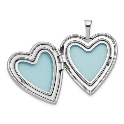 Sterling Silver Rhodium-plated Satin Diamond Heart Locket Necklace